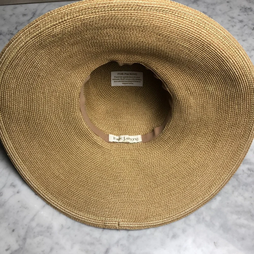 ERIC JAVITS Wide Brim Straw Sun Hat in Natural Tan - Picture 6 of 10